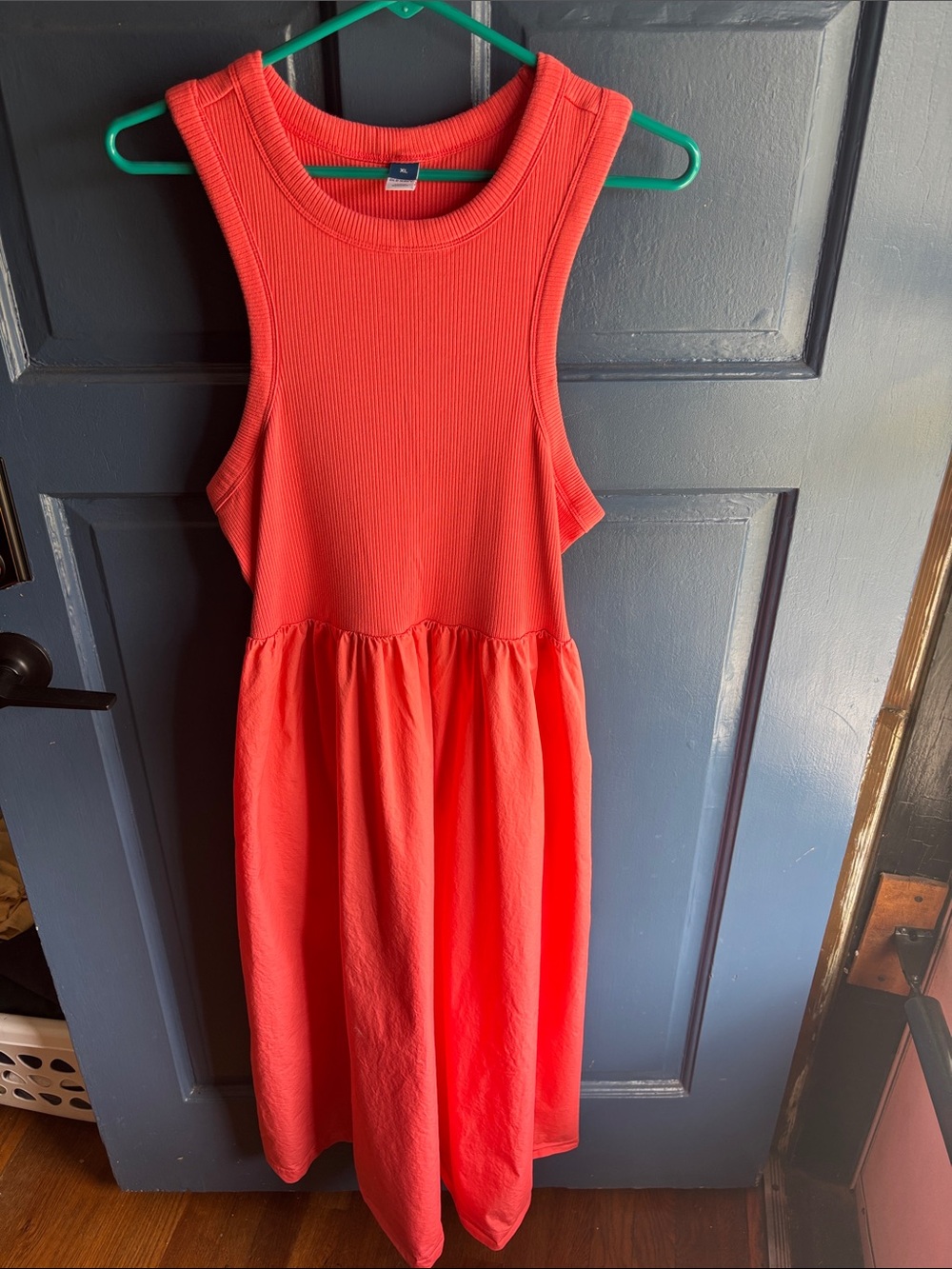 Sleeveless Coral Ribbed Top Dress
